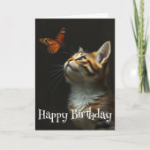 誕生日可愛い猫蝶 カード (正面)