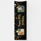 誕生日同年齢any年2人の金ゴールド星 横断幕 (縦)