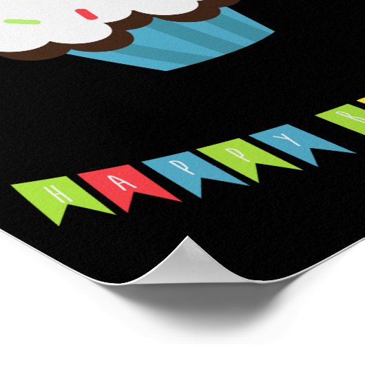 誕生日名入りカップケパーソナライズされたーキ ポスター (角)