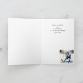 誕生日名前をカスタムするおもしろいかわいい猫遊のホッケー カード (内部)