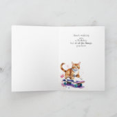 誕生日名前をカスタムするおもしろいキュートキャットオンスケートボード カード (内部)