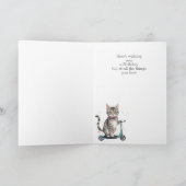 誕生日名前をカスタムするおもしろいキュートキャットキックスクーター カード (内部)