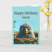 誕生日名前をカスタムするおもしろいピンテスト人鳥 カード (黄色い花)