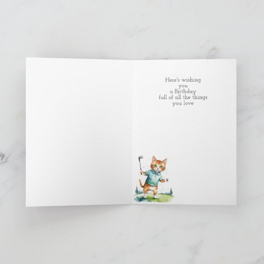 誕生日名前をカスタムするキャットゴルフ カード (内部)