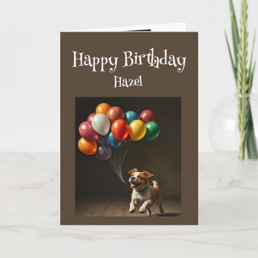 誕生日名前をカスタムするパーフェクト誕生日ドッグバルーン カード (正面)