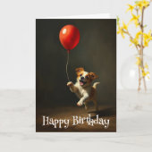 誕生日名前をカスタムするパーフェクト誕生日ドッグバルーン カード (黄色い花)