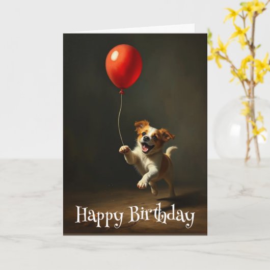 誕生日名前をカスタムするパーフェクト誕生日ドッグバルーン カード (黄色い花)