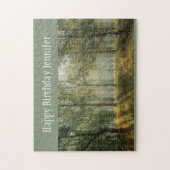 誕生日名前をカスタムするフォレストツリーズサマーウィルダーネス ジグソーパズル (縦)