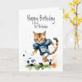 誕生日名前をカスタムする遊キャッツサッカー カード (黄色い花)