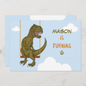 誕生日名前をカスタムする、年齢パーソナライズされた恐竜オン 招待状 (正面/裏面)