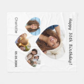 誕生日名年齢写真ハートコラージュ女性 フリースブランケット (正面(横))