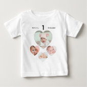 誕生日名age photo collage baby girl ベビーTシャツ (正面)