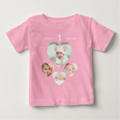 誕生日名age photo collage baby girl pink ベビーTシャツ (正面)