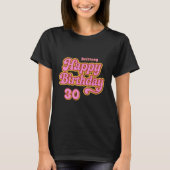 誕生日名age pink white retro 70's black tシャツ (正面)