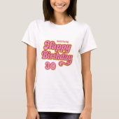 誕生日名age pink white retro 70's tシャツ (正面)