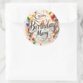 誕生日名maryのステッカー ラウンドシール (バッグ)