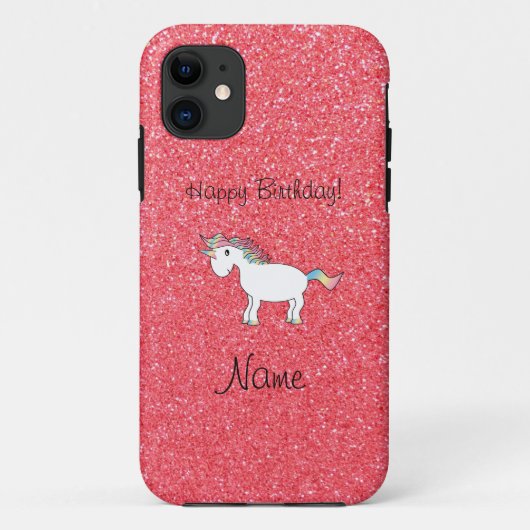 誕生日名unicorn light pinkグリッター Case-Mate iPhoneケース (裏面)