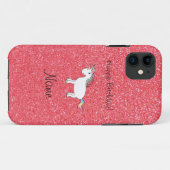誕生日名unicorn light pinkグリッター Case-Mate iPhoneケース (裏面(横))