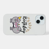 誕生日向けのシンプルな黒と白のモダンなスマホケース iPhone 15ケース (裏面横)