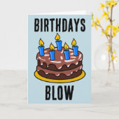 誕生日吹おもしろいケーキ用挨拶票 カード (黄色い花)