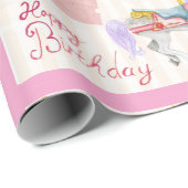 誕生日回転木馬ホース追加ガールズネーム ラッピングペーパー (ロールコーナー)