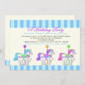 誕生日回転木馬ポニー 招待状 (正面/裏面)