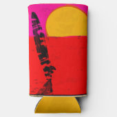 誕生日夏ビーチレトロポスター スリム缶クーラー (裏面)