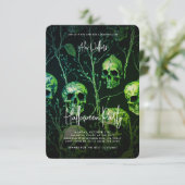 誕生日大人ハローウィンパーティ幽霊のよく出るグリーンスカル 招待状 (スタンド正面)