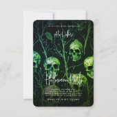 誕生日大人ハローウィンパーティ幽霊のよく出るグリーンスカル 招待状 (正面)