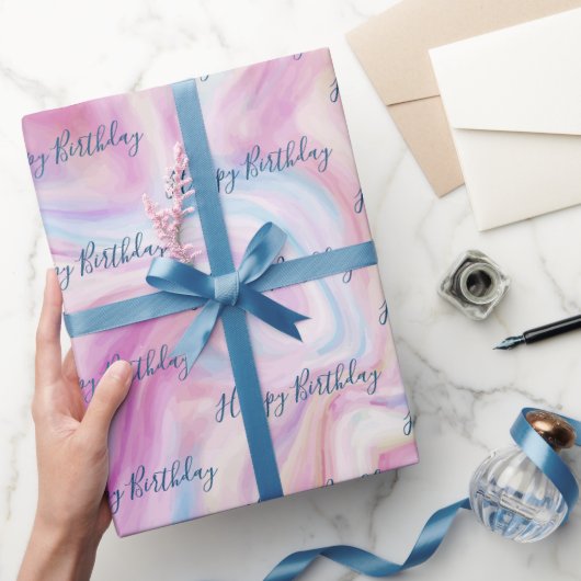 誕生日大理石抽象芸術旋回 ラッピングペーパー (ギフト)