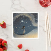 誕生日天星の水彩少女モダン スタンダードカクテルナプキン (インサイチュ)