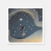 誕生日天星の水彩少女モダン スタンダードカクテルナプキン (正面)