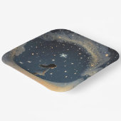 誕生日天星の水彩少女モダン ペーパープレート (傾斜あり)