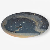 誕生日天星の水彩少女モダン ペーパープレート (アングル)