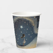 誕生日天星の水彩少女モダン 紙コップ (正面)
