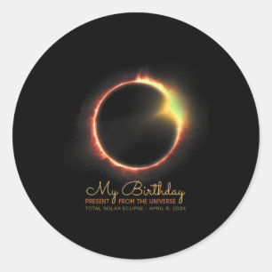 誕生日太陽のEclipse 2024年4月8日Total Eclipse ラウンドシール