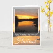 誕生日夫ダークオレンジサンライズ反射。 カード (黄色い花)