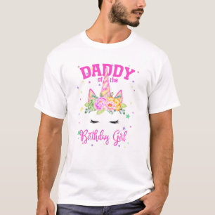 誕生日女の子のパパ!ユニコーン顔テーマGif Tシャツ
