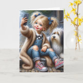 誕生日女子が自撮る カード (黄色い花)