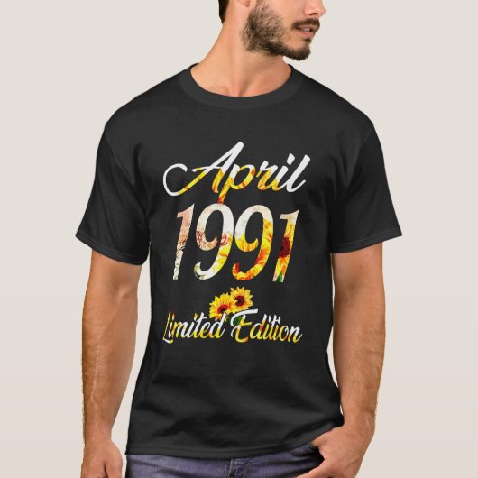 誕生日女子ガールヒマワリ1991年4月 Tシャツ (正面)