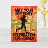 誕生日女子ランナースポーツテーマ カード (黄色い花)