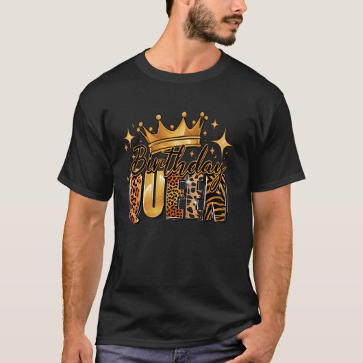 誕生日女王クラウン ヒョウ チーター キリン トラ Tシャツ (正面)