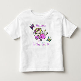 誕生日妖精と蝶の年齢と名前 トドラーTシャツ