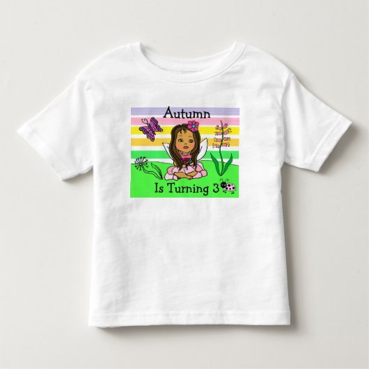 誕生日妖精と蝶の年齢と名前 トドラーTシャツ (正面)