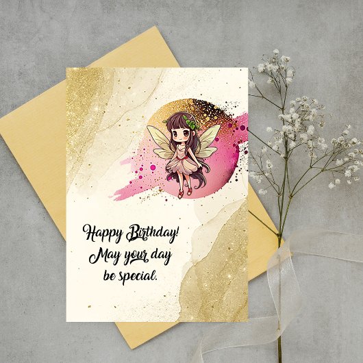 誕生日妖精フラットグリーティングカード カード