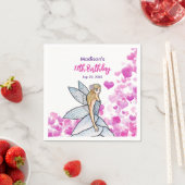 誕生日妖精プリンセスピンクハートファッションスケッチ スタンダードカクテルナプキン (インサイチュ)