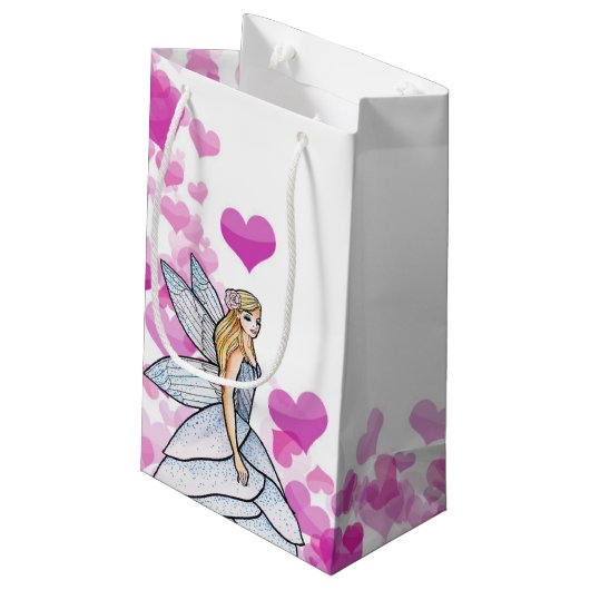 誕生日妖精プリンセスピンクハートファッションスケッチ スモールペーパーバッグ (裏面アングル)