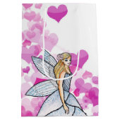 誕生日妖精プリンセスピンクハートファッションスケッチ ミディアムペーパーバッグ (裏面)