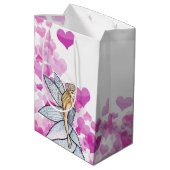 誕生日妖精プリンセスピンクハートファッションスケッチ ミディアムペーパーバッグ (裏面アングル)