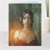 誕生日妖精小妖精や小人ガールカード カード (正面)